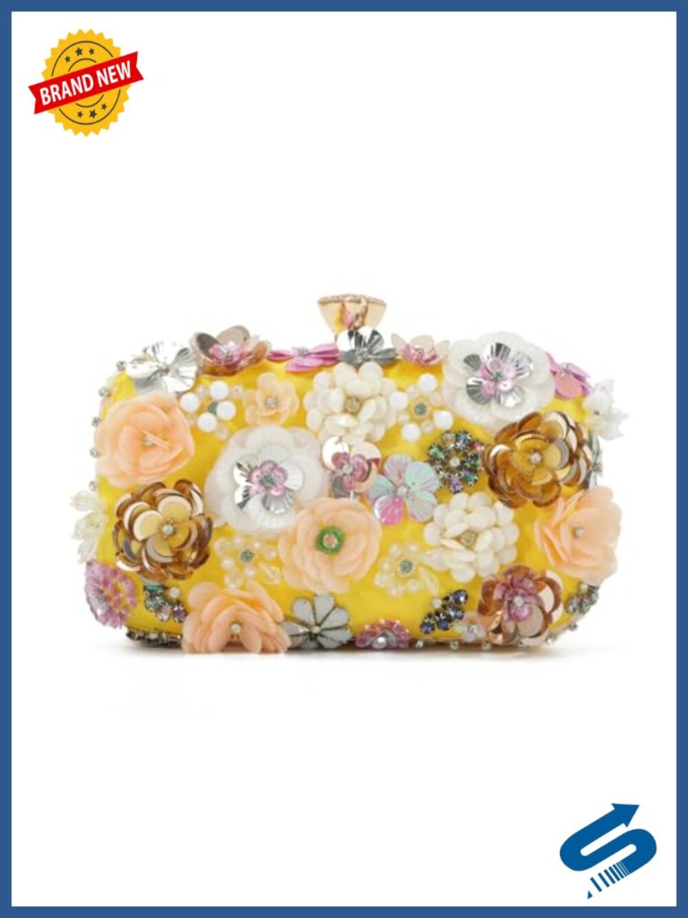 Satin 3D Flower Clutch Evening Bag Chain Shoulder Purse Formal Wedding